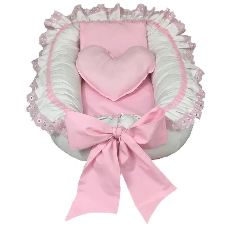 Ninho Para Bebê Maju Lesa Rosa Com Laço