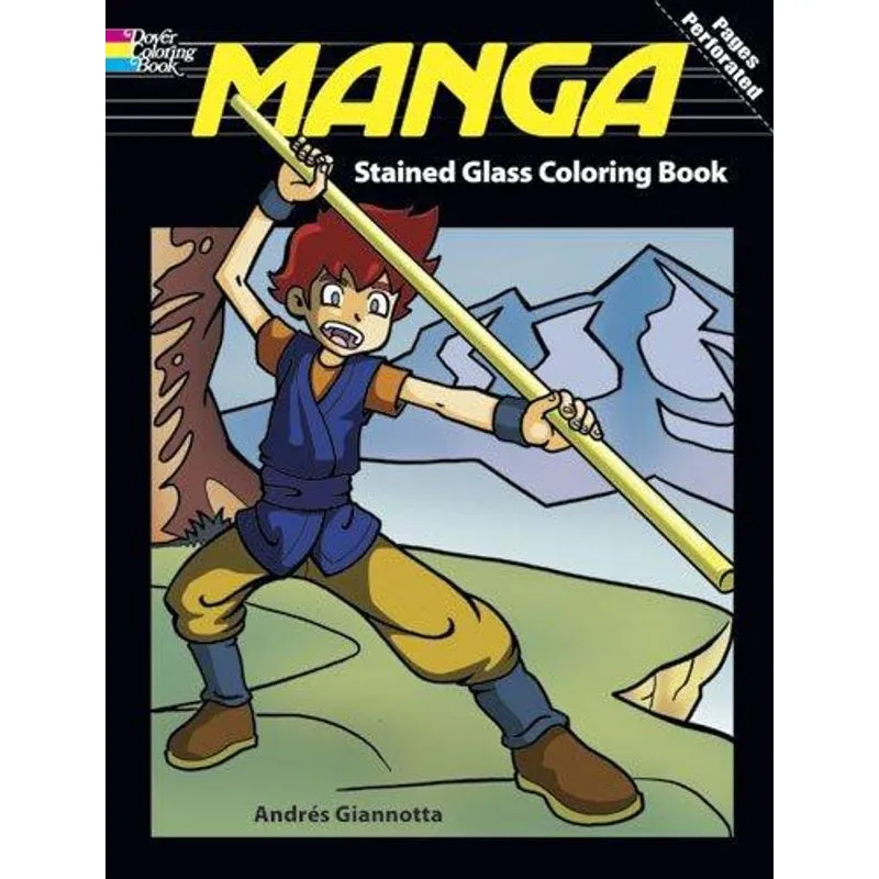 Manga Stained Glass Coloring Book