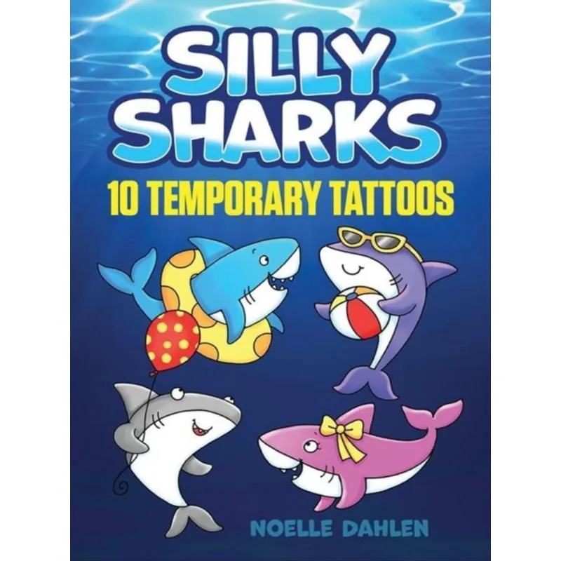 SILLY SHARKS - 10 TEMPORARY TATTOOS