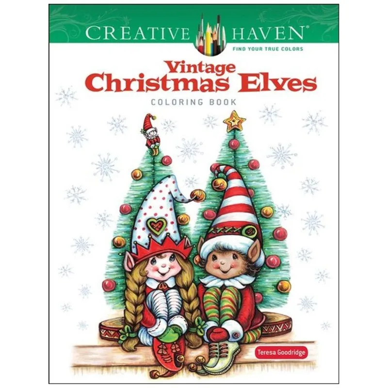 CREATIVE HAVEN - VINTAGE CHRISTMAS ELVES - COLORING BOOK