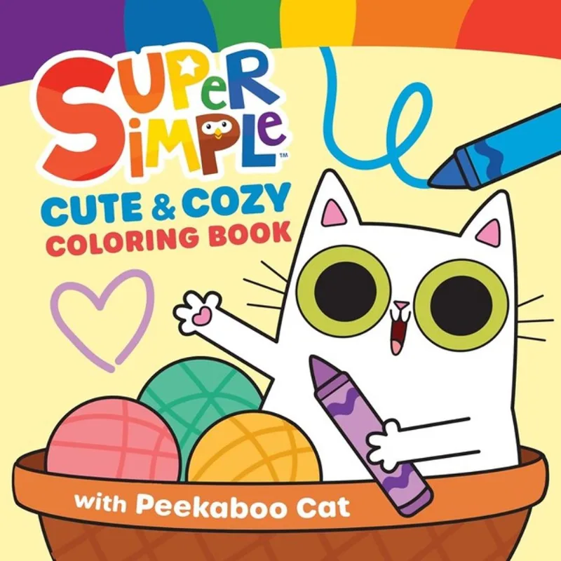 SUPER SIMPLE CUTE & COZY COLORING BOOK WITH PEEKABOO CAT