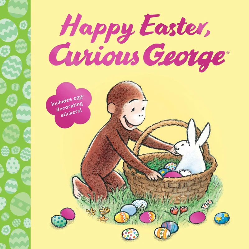 Happy Easter, Curious George: Gift Book with Egg-Decorating Stickers!: An Easter And Springtime Book For Kids (Curious George) Paperback