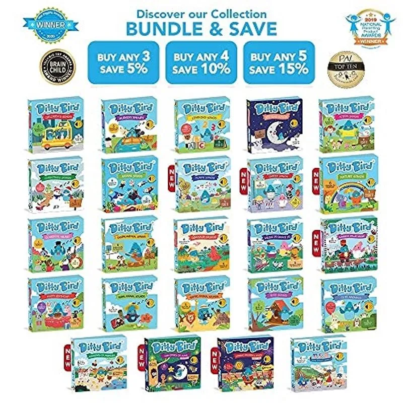 Ditty bird Baby Sound Book: Nosso livro musical canções engraçadas é os brinquedos perfeitos para o menino de 1 ano e presentes de menina de 1 ano. Brinquedos de Música Educacional para Crianças 1-3.