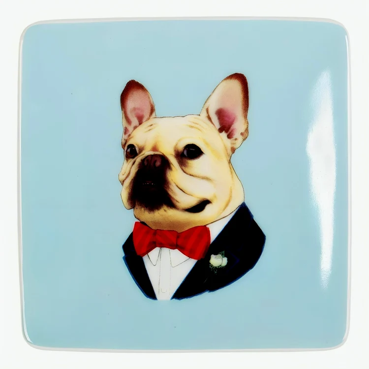 Berkley Bestiary Frenchie Portrait Square Porcelain Tray