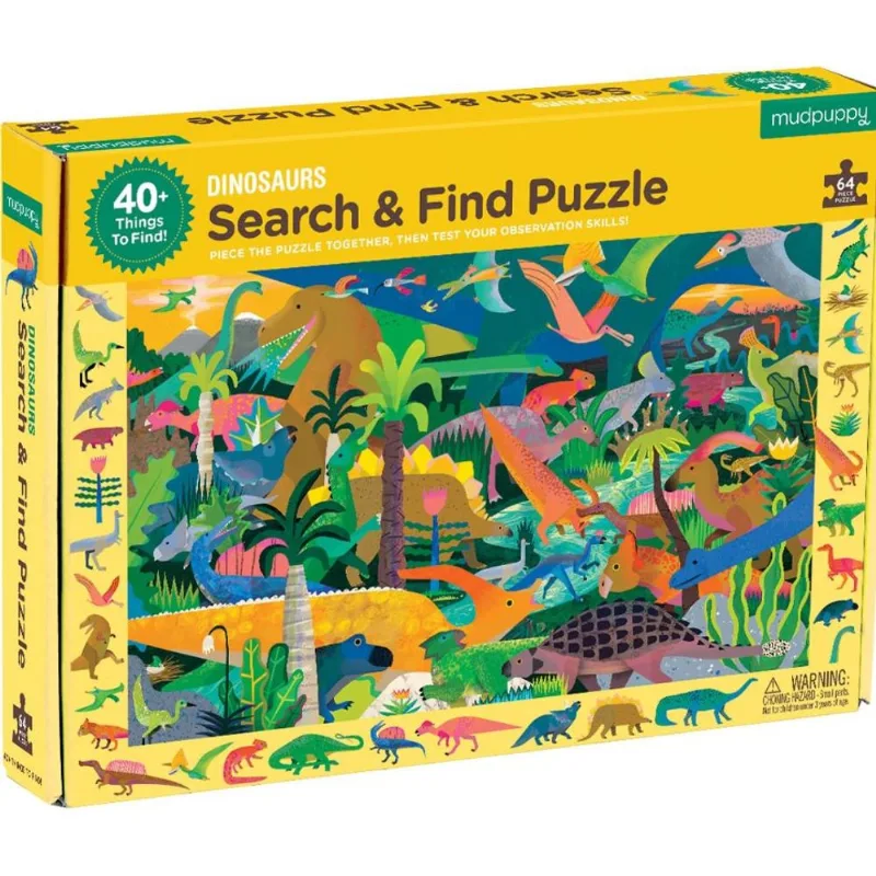 ROMPECABEZAS: Dinosaurs Search & Find Jigsaw Puzzle for Ages 4-7 ROMPECABEZAS: DINOSAURS SEARCH & FIND JIGSAW PUZZLE, AGES 4-7 - CUTE DINOSAUR