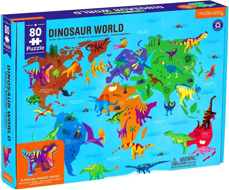 Mudpuppy Puzzle Dinosaur World Geography