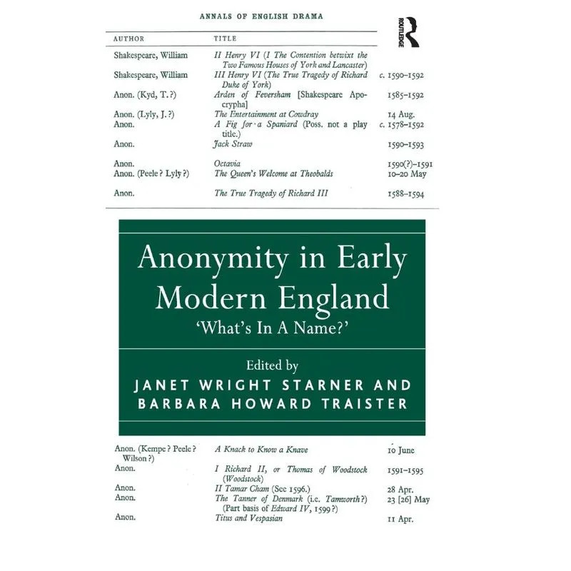 Anonymity in Early Modern England