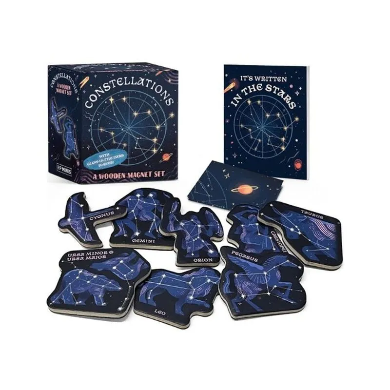 CONSTELLATIONS - A WOODEN MAGNET SET - WITH GLOW-IN-THE DARK POSTER! - RP MINIS