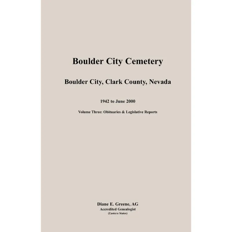 Boulder City, Cemetery, Volume 3