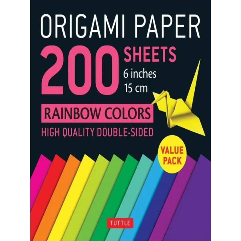 ORIGAMI PAPER 200 SHEETS RAINBOW COLORS 6 INCHES - 15 CM