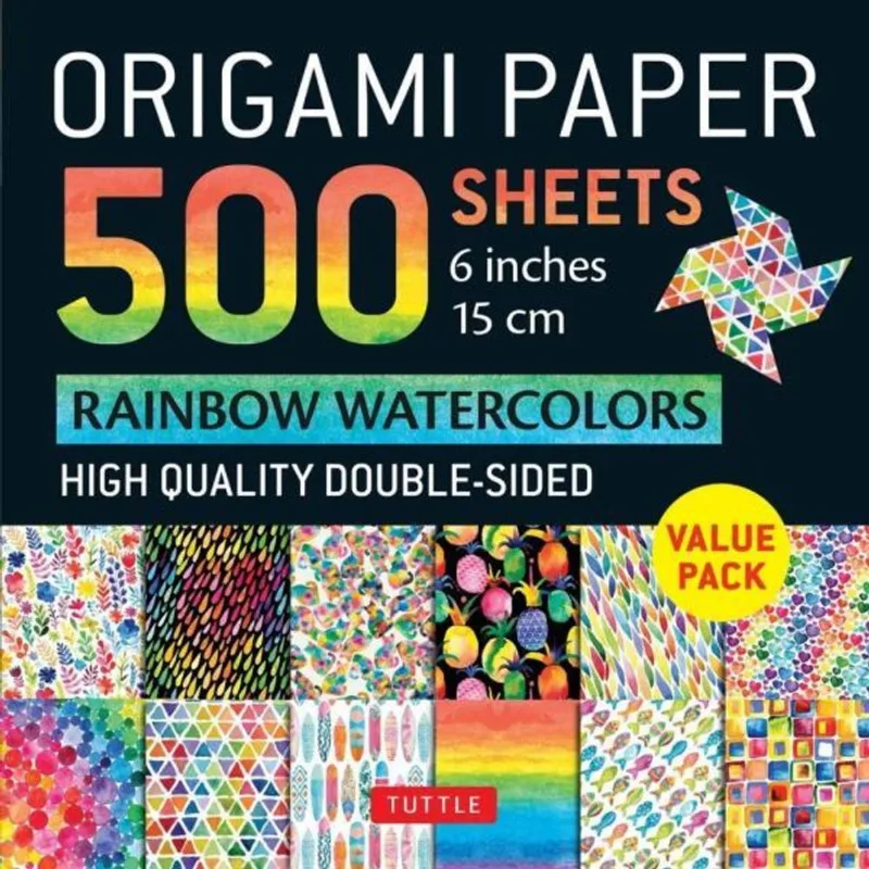 ORIGAMI PAPER 500 SHEETS RAIBOW WATERCOLORS