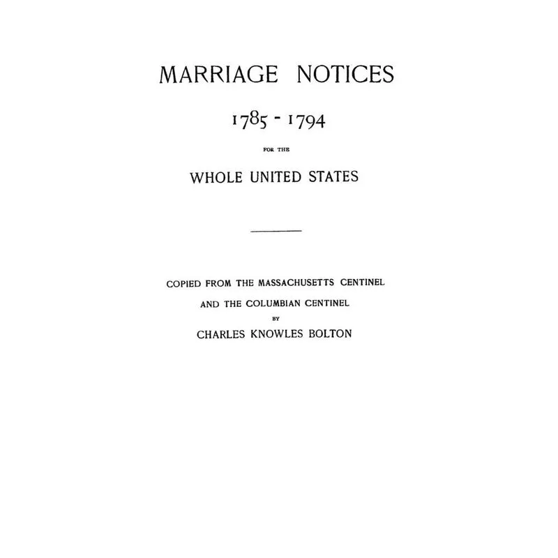 Marriage Notices, 1785-1794
