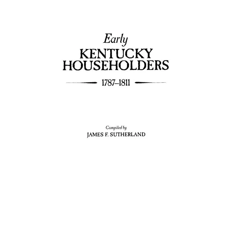 Early Kentucky Householders, 1787-1811