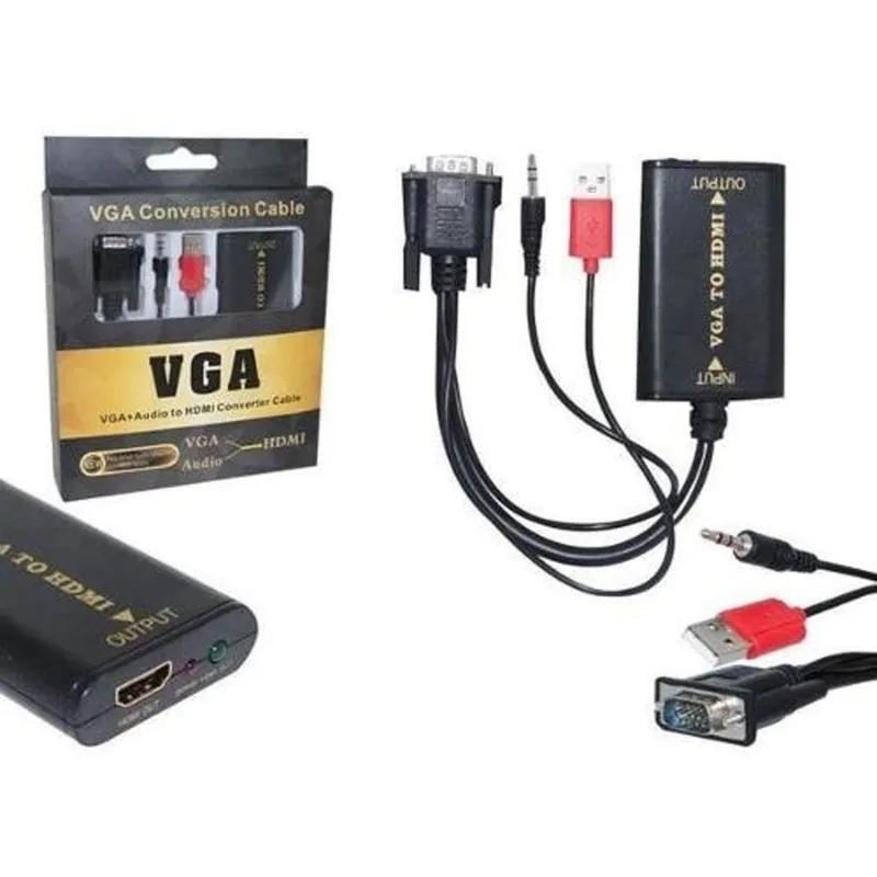 Cabo Conversor Vga Para Hdmi Com Áudio Usb
