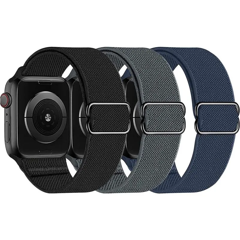 Pulseiras de nylon elástico Huoguo, com laço solo, compatível com Apple Watch 38 mm/40 mm/41 mm, elástico esportivo trançado ajustável, feminino, masculino, pulseira para iWatch Series 7/6/5/4/3/2/1 s