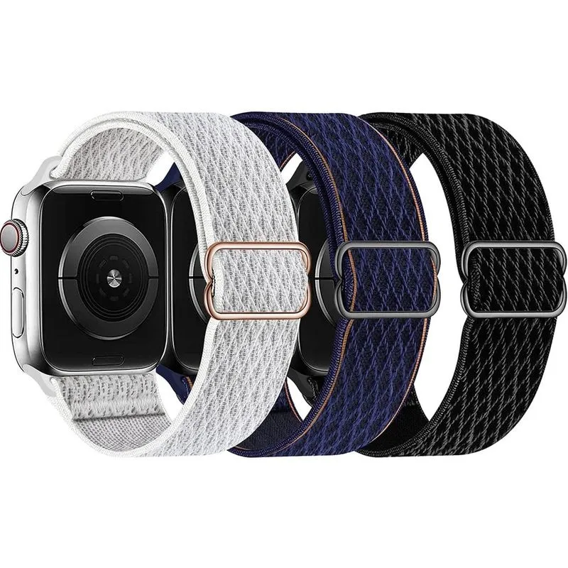 Pulseiras de nylon elástico Huoguo, com laço solo, compatível com Apple Watch 38 mm/40 mm/41 mm, elástico esportivo trançado ajustável, feminino, masculino, pulseira para iWatch Series 7/6/5/4/3/2/1 s