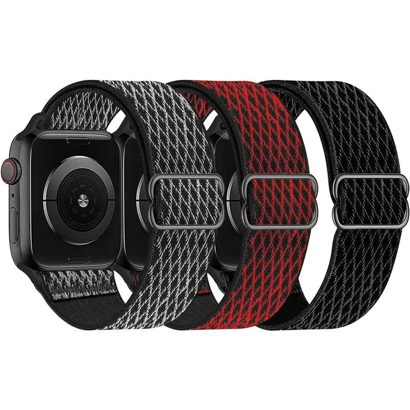 Pulseiras de nylon elástico Huoguo, com laço solo, compatível com Apple Watch 38 mm/40 mm/41 mm, elástico esportivo trançado ajustável, feminino, masculino, pulseira para iWatch Series 7/6/5/4/3/2/1 s
