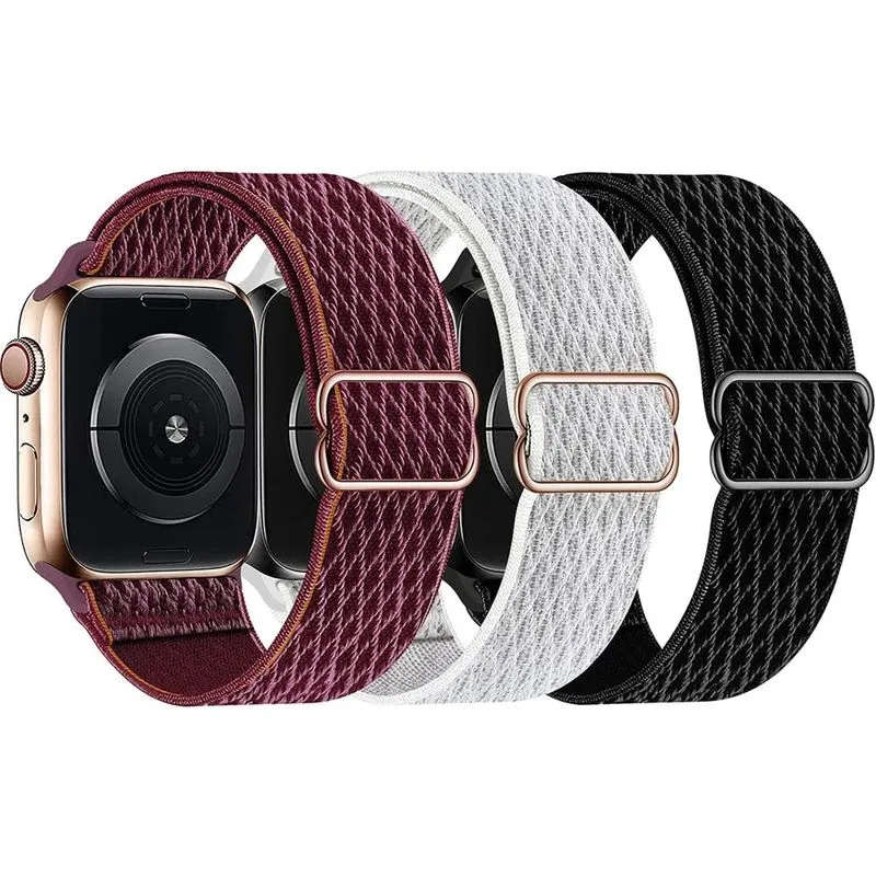 Pulseiras de nylon elástico Huoguo, com laço solo, compatível com Apple Watch 38 mm/40 mm/41 mm, elástico esportivo trançado ajustável, feminino, masculino, pulseira para iWatch Series 7/6/5/4/3/2/1 s