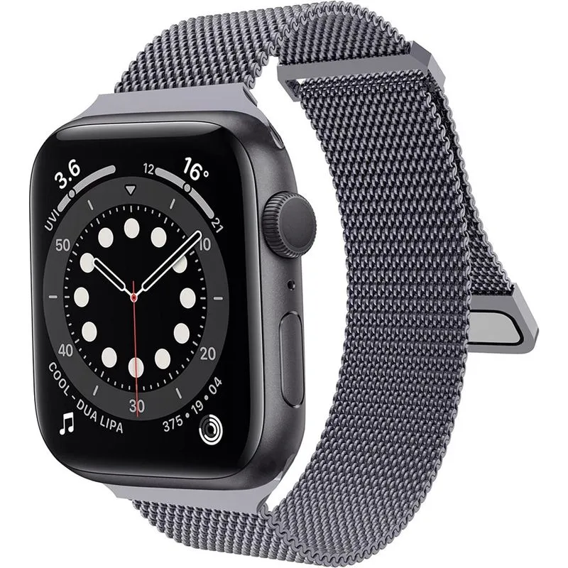 Pulseira magnética compatível com Apple Watch 42 mm 44 mm 45 mm, alça de malha de aço inoxidável com alça ajustável, pulseira de metal para iWatch Series se 7/6/5/4/3/2/1