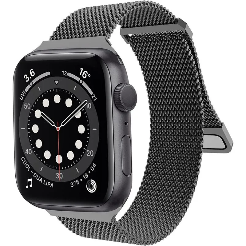 Pulseira magnética compatível com Apple Watch 42 mm 44 mm 45 mm, alça de malha de aço inoxidável com alça ajustável, pulseira de metal para iWatch Series se 7/6/5/4/3/2/1