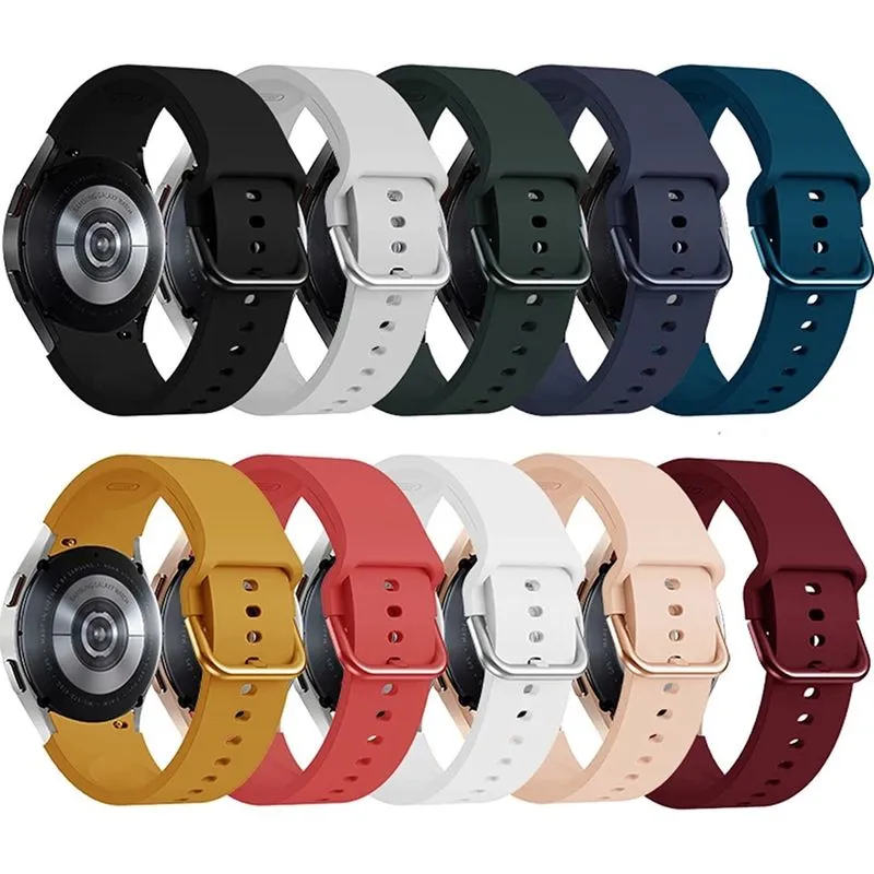 Pacote com 10 pulseiras compatíveis para Samsung Galaxy Watch 4 40 mm 44 mm 2021 Galaxy Watch 4 Classic 42 mm 46 mm pulseira, pulseira de substituição de silicone ajustável com fivela colorida? para S