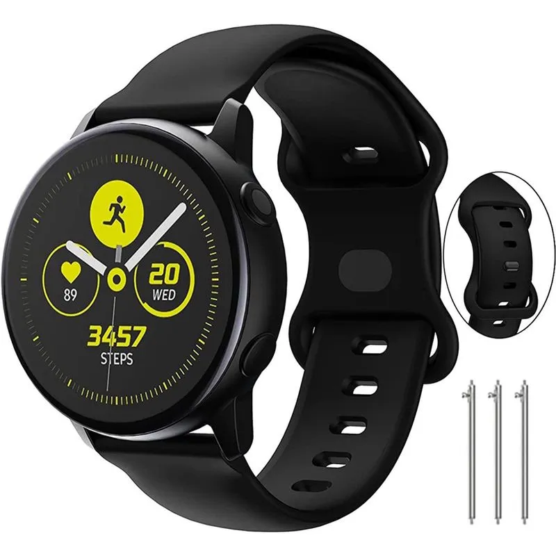 Pulseiras compatíveis com samsung galaxy watch 4 bandas 40 mm/44 mm e samsung Active 2 bandas 40 mm/44 mm, 20 mm pulseira de silicone para relógio Galaxy Watch 3 41 mm/relógio Galaxy 42 mm/Gear S2 clá