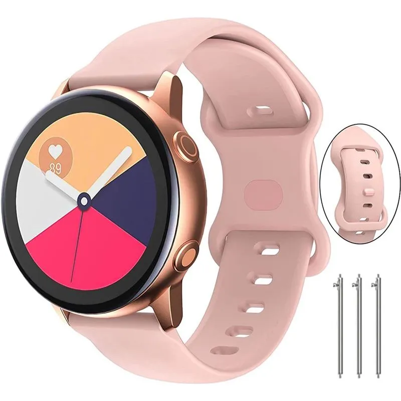 Pulseiras compatíveis com samsung galaxy watch 4 bandas 40 mm/44 mm e samsung Active 2 bandas 40 mm/44 mm, 20 mm pulseira de silicone para relógio Galaxy Watch 3 41 mm/relógio Galaxy 42 mm/Gear S2 clá