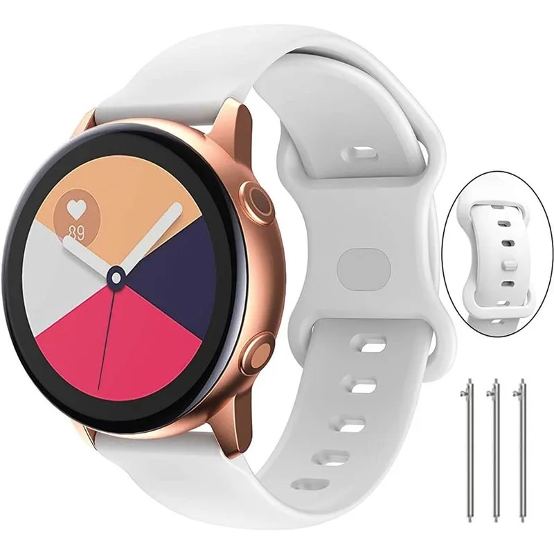 Pulseiras compatíveis com samsung galaxy watch 4 bandas 40 mm/44 mm e samsung Active 2 bandas 40 mm/44 mm, 20 mm pulseira de silicone para relógio Galaxy Watch 3 41 mm/relógio Galaxy 42 mm/Gear S2 clá