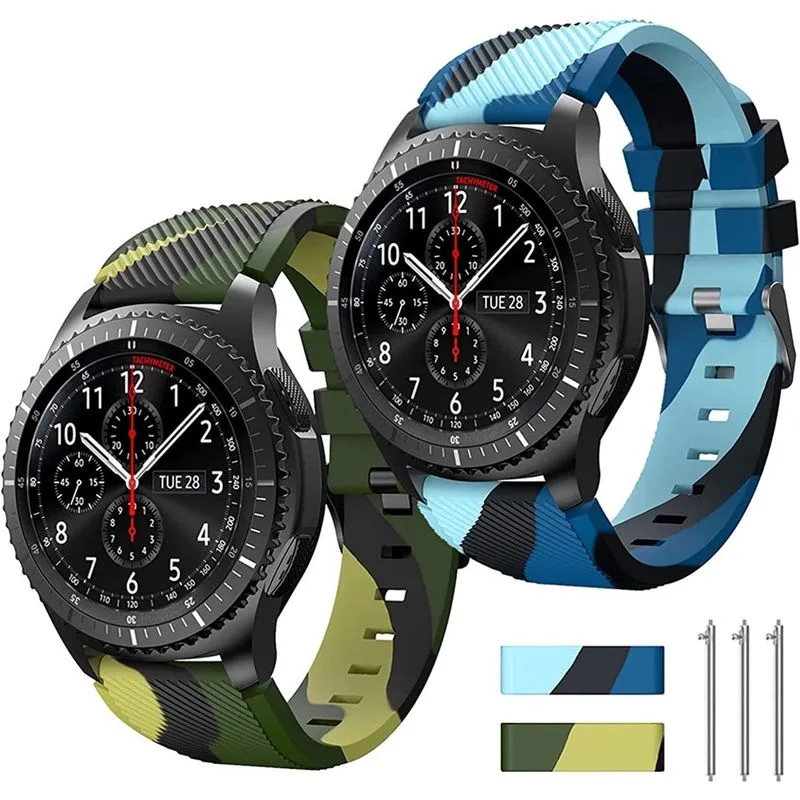 Pulseira de relógio de 22 mm compatível com Samsung Galaxy Watch 3 45 mm/Galaxy Watch 46 mm Bandas/Gear S3 Frontier/Classic, 22 mm Soft Silicone Smart Watch Band Pulseira casual para mulheres e homens