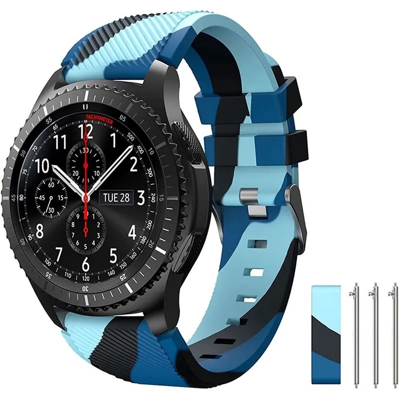 Pulseira de relógio de 22 mm compatível com Samsung Galaxy Watch 3 45 mm/Galaxy Watch 46 mm Bandas/Gear S3 Frontier/Classic, 22 mm Soft Silicone Smart Watch Band Pulseira casual para mulheres e homens