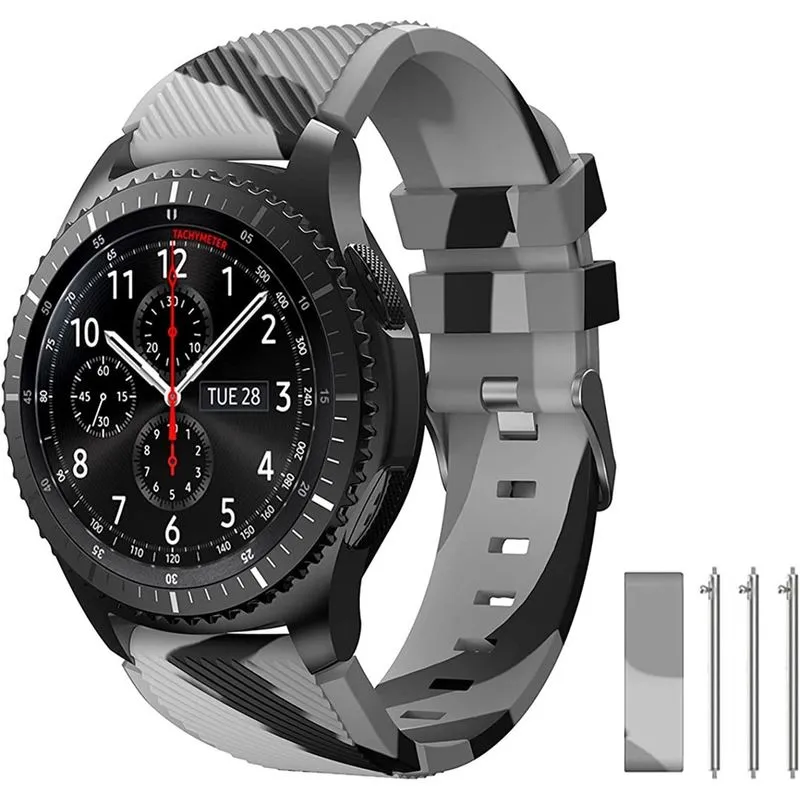 Pulseira de relógio de 22 mm compatível com Samsung Galaxy Watch 3 45 mm/Galaxy Watch 46 mm Bandas/Gear S3 Frontier/Classic, 22 mm Soft Silicone Smart Watch Band Pulseira casual para mulheres e homens
