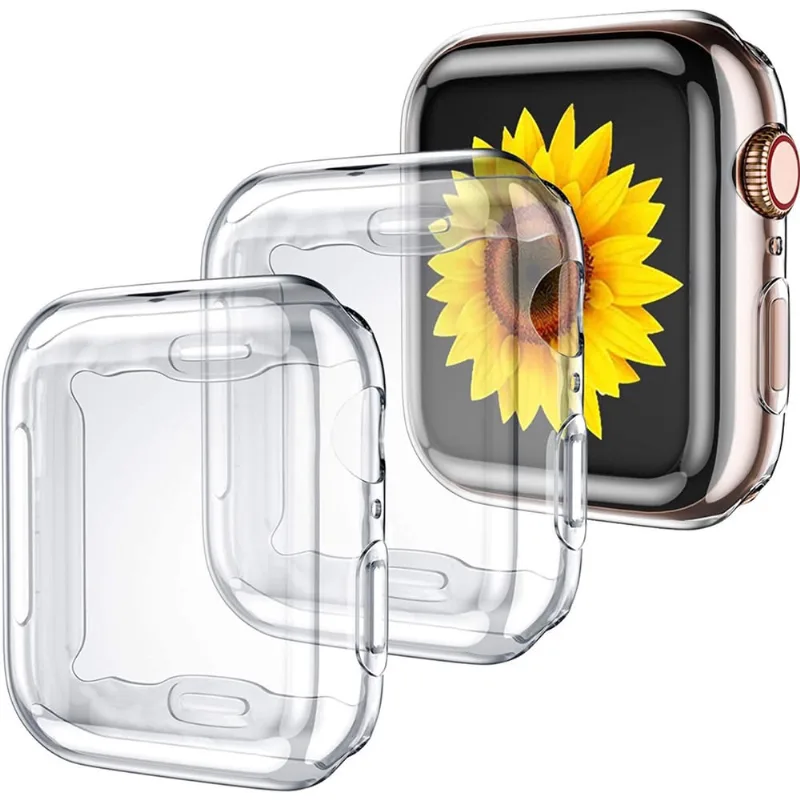 Para Apple Watch Case 40 mm Series 6 Series 5 com protetor de tela, pacote com 3 capas protetoras de tpu macio transparente para iWatch Series 4 40 mm (3 transparentes)