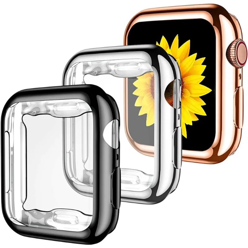 Pacote com 3 capas compatíveis com Apple Watch de 38 mm, protetor de tela de alta sensibilidade HD macio com tpu (poliuretano termoplástico), capa protetora anti-queda para iWatch Series 3/2/1 38 mm p