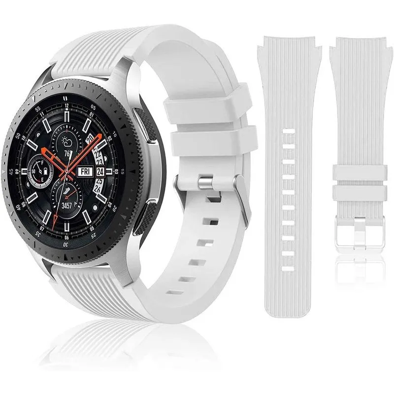 Compatível com pulseiras Samsung Galaxy Watch 46mm/Gear S3 Frontier, pulseiras de relógio clássico/Galaxy Watch 3 pulseiras 45 mm, 22 mm pulseiras de silicone macio pulseira esportiva para homens e mu