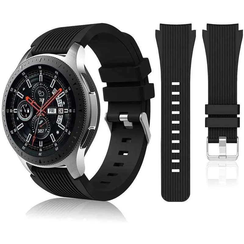 Compatível com pulseiras Samsung Galaxy Watch 46mm/Gear S3 Frontier, pulseiras de relógio clássico/Galaxy Watch 3 pulseiras 45 mm, 22 mm pulseiras de silicone macio pulseira esportiva para homens e mu