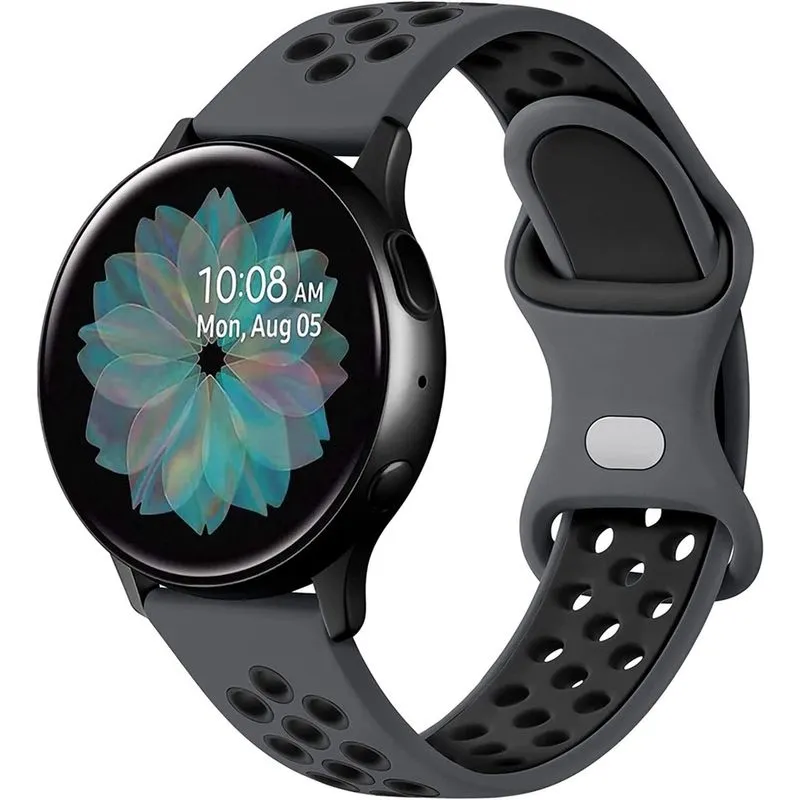 Compatível com pulseira de relógio Samsung Active 2 40 mm 44 mm, 20 mm pulseira de silicone para relógio Galaxy 4 40 mm 44 mm/relógio Active 2/relógio Galaxy 3 41 mm/relógio Galaxy 42 mm feminino masc