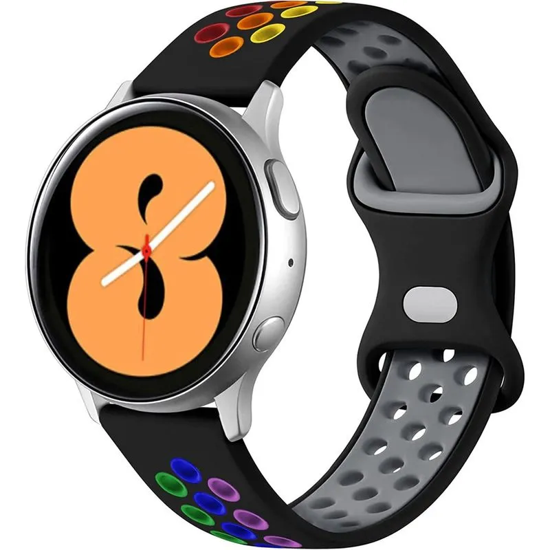 Compatível com Samsung Galaxy Watch 4/Active 2 Band 40 mm 44 mm, 20 mm Pulseira de silicone respirável para Galaxy Watch 4 Classic 42 mm 46 mm/Watch 3 41 mm/Galaxy Watch 42 mm Mulheres Homens, Preto A