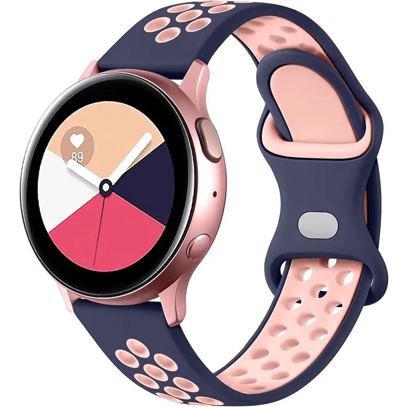 Compatível com pulseira de relógio Samsung Active 2 40 mm 44 mm, 20 mm pulseira de silicone para relógio Galaxy 4 40 mm 44 mm/relógio Active 2/relógio Galaxy 3 41 mm/relógio Galaxy 42 mm feminino masc