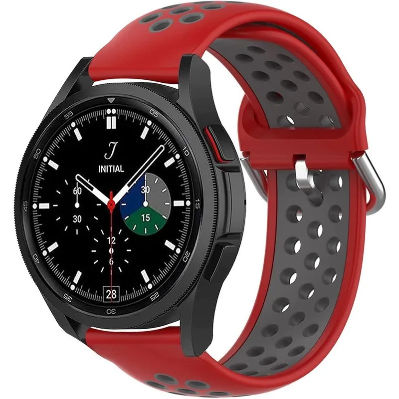 Pulseiras de relógio compatíveis com Samsung Galaxy Watch 4/20 mm de silicone macio pulseira esportiva de liberação rápida pulseira respirável para relógio Galaxy 42 mm/Gear S2 Classic/Sport (vermelho