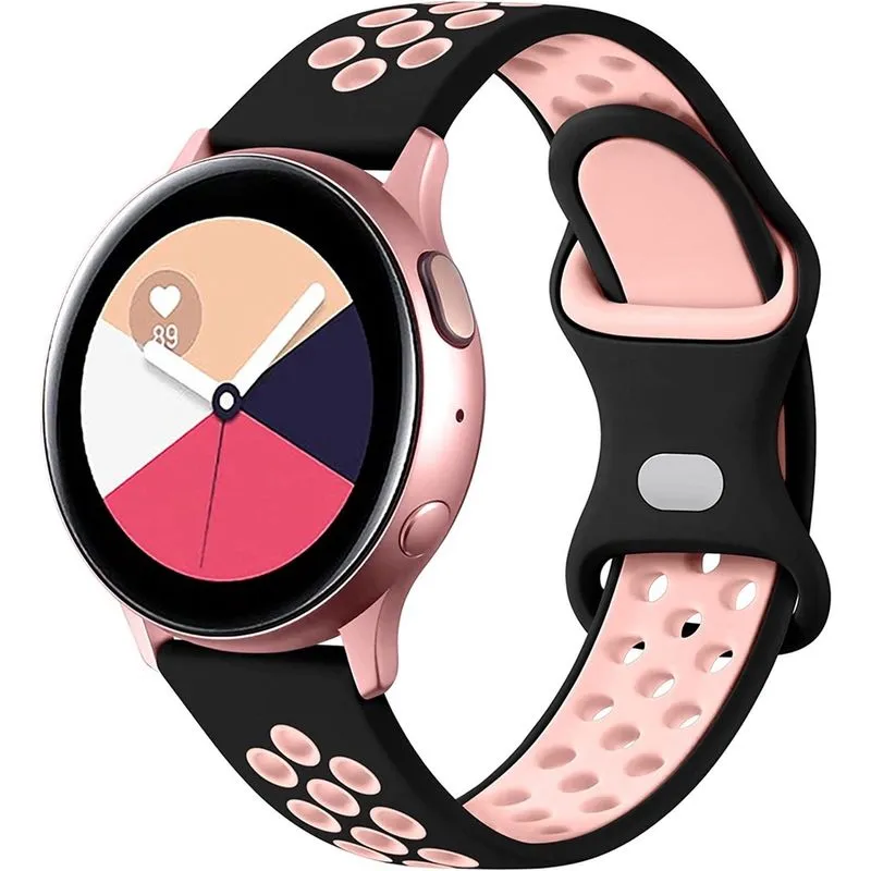 Compatível com pulseira de relógio Samsung Active 2 40 mm 44 mm, 20 mm pulseira de silicone para relógio Galaxy 4 40 mm 44 mm/relógio Active 2/relógio Galaxy 3 41 mm/relógio Galaxy 42 mm feminino masc
