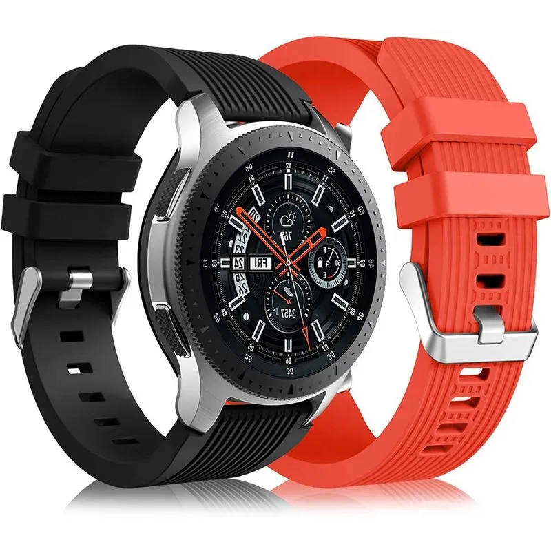 Pacote com 2 Pulseira compatível com Samsung Galaxy Watch 3 45 mm/Galaxy Watch 46 mm Bandas/Gear S3 Frontier, pulseira de relógio inteligente de 22 mm, pulseira de silicone casual, acessórios para mul