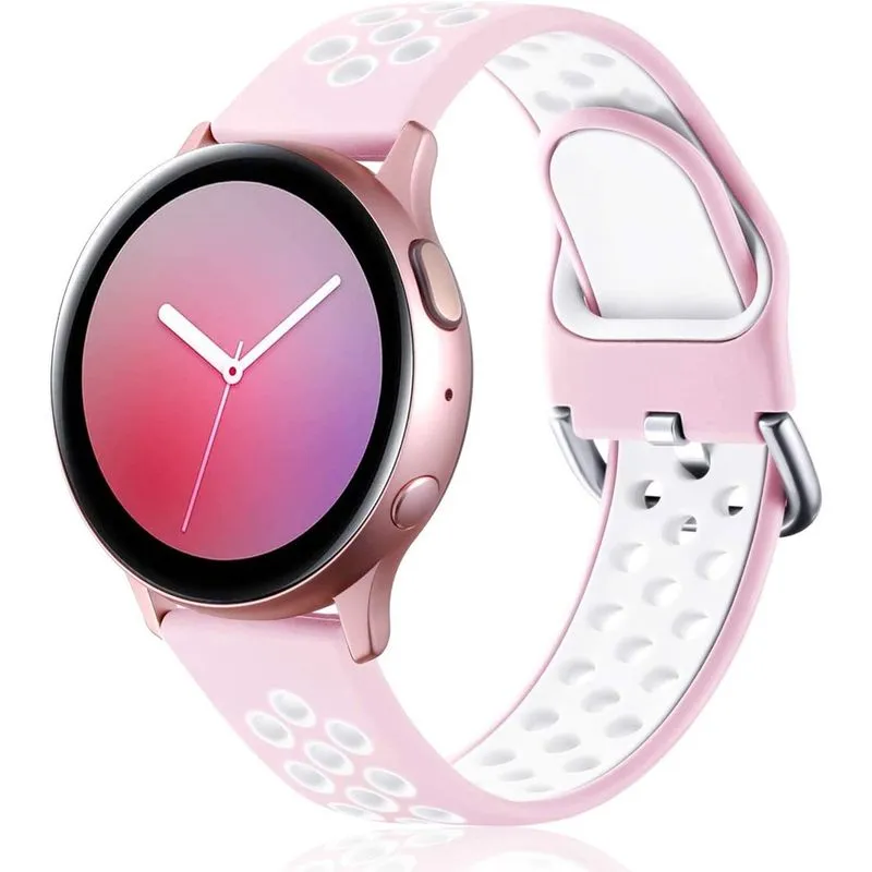 Pulseira compatível com Samsung Galaxy Watch 4, Active 2 pulseiras de relógio 40 mm 44 mm, bandas ativas/Galaxy Watch 3 bandas 41 mm/Gear S2 pulseira de relógio, 20 mm pulseira esportiva de silicone m