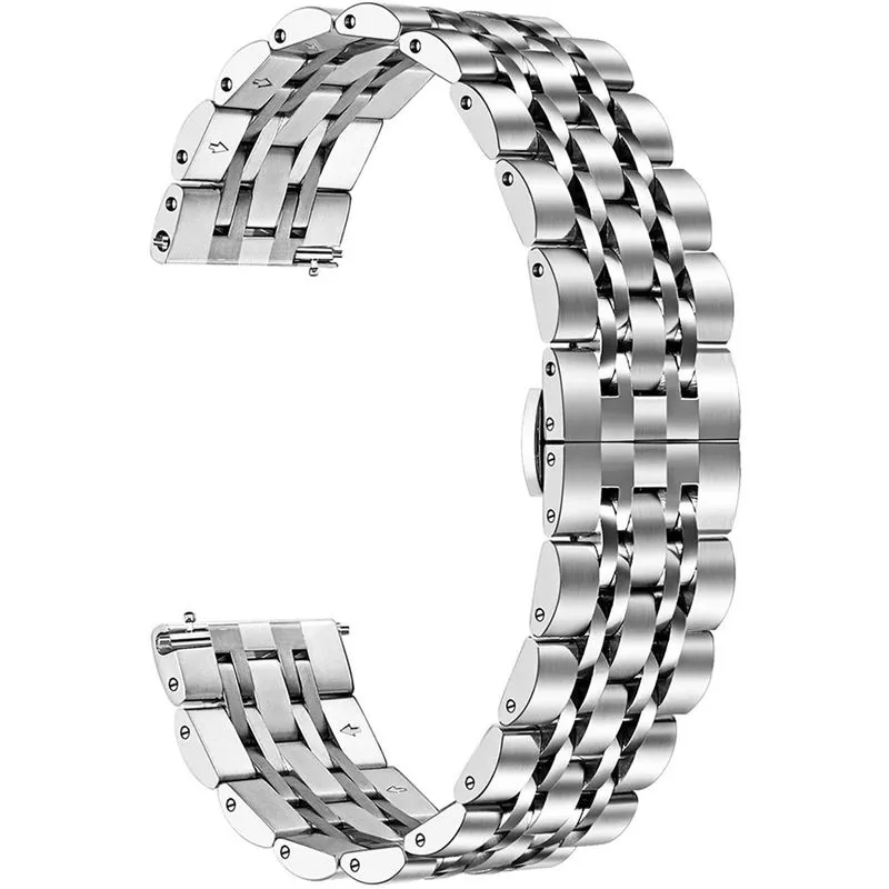 Pulseira de relógio para Samsung Galaxy Watch 42 mm/Active 2/Watch 4 40 mm 44 mm/Relógio 3 41 mm, 20 mm Pulseira de aço inoxidável sólido Pulseira de fivela borboleta para Garmin Vivoactive 3/Venu