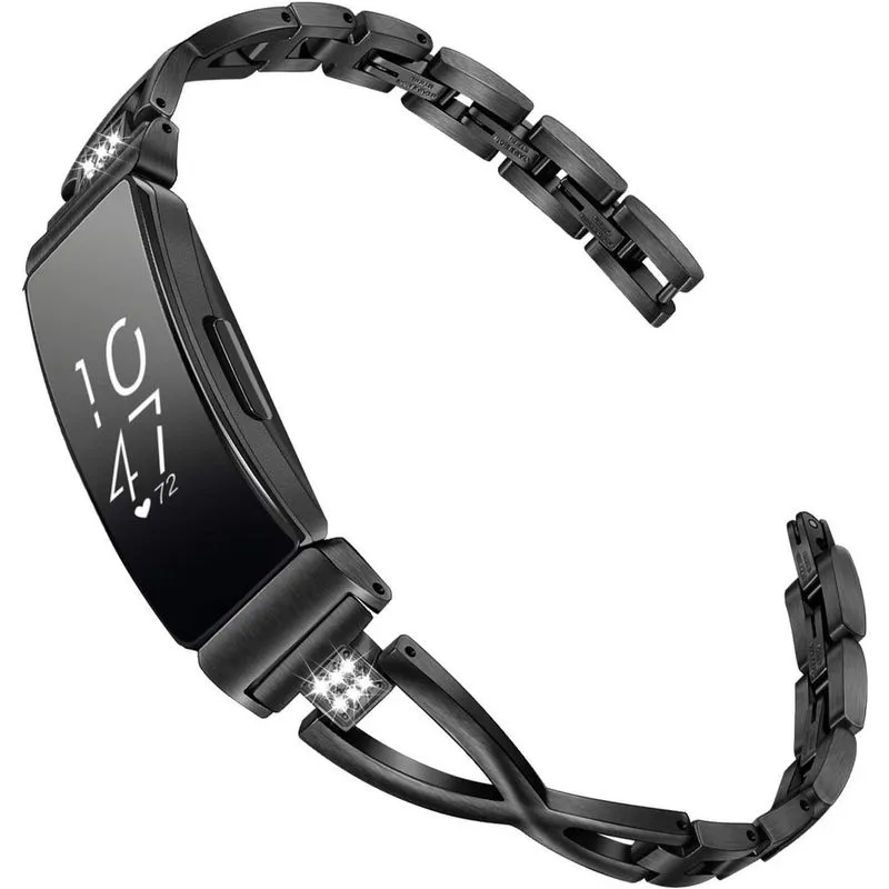 Pulseira de relógio para Inspire 2/Inspire HR/Inspire, aço inoxidável e strass Pulseira de diamante Pulseira feminina para Fitbit Inspire 2/Inspire HR/Inspire Fitness Tracker