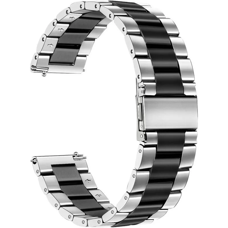 Pulseira para Samsung Galaxy Watch 4 Classic 42 mm 46 mm/Watch4 40 mm 44 mm/Active 2/Watch 42 mm, 20 mm Pulseira de aço inoxidável sólido Pulseira de liberação rápida Preto Prata para Garmin Vivoactiv