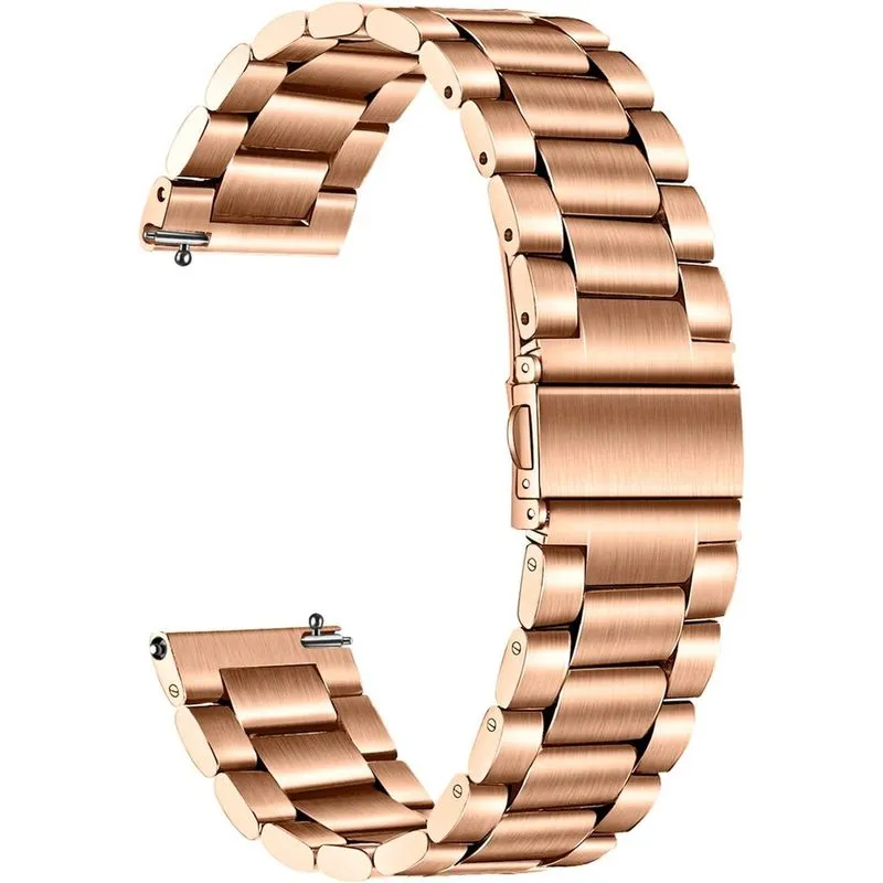 Pulseira para relógio galaxy 4 40 mm feminino, 20 mm pulseira de aço inoxidável sólido pulseira de ouro rosa para samsung galaxy watch 42 mm/ativo 2 40 mm 44 mm