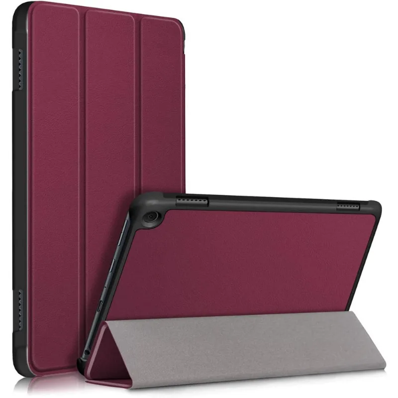 Nova capa Fire HD 8 2020/HD 8 Plus, capa fina e leve com três dobras com ajuste automático de ativação/suspensão para o novo Fire HD 8 (10ª geração, versão de 2020) (vinho tinto)