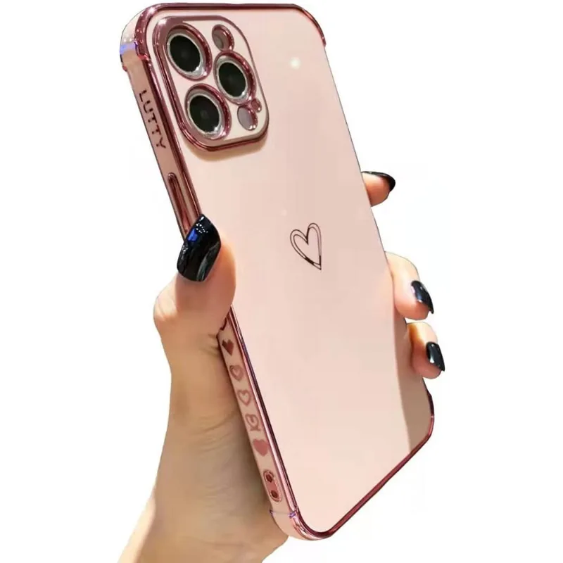 Compatível com a capa para iPhone 12 Pro Max, linda, luxuosa capa amortecedora com borda galvanizada, proteção total da lente da câmera, cantos reforçados, capa para iPhone 12 Pro Max (6,7 polegadas)