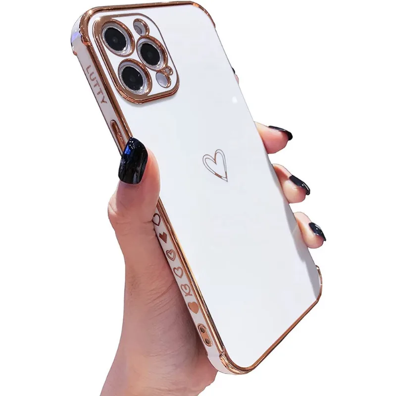 Compatível com a capa para iPhone 12 Pro, lindas capas de telefone para mulheres, proteção total da câmera e cantos reforçados elevados, à prova de choque, capa de amortecedor de eletroplaca de poliur