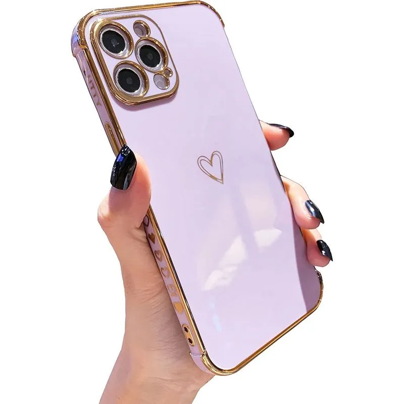 Capa para iPhone 12 Pro, capa fofa para mulheres, proteção de câmera de nível militar e cantos reforçados à prova de choque Capas de poliuretano termoplástico macio (6,1 polegadas) roxo doce